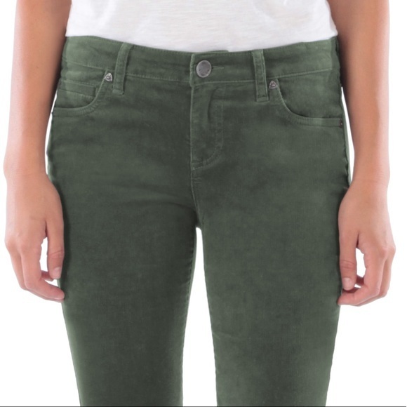 KUT FROM THE KLOTH Diana Stretch Corduroy Skinny Pants in Thyme - Size 00 - Picture 2 of 4